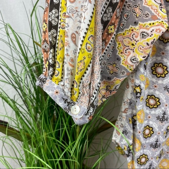Anthropologie Fig & Flower Print Button 1/2 length Sleeve Blouse Top S Small - Picture 4 of 6